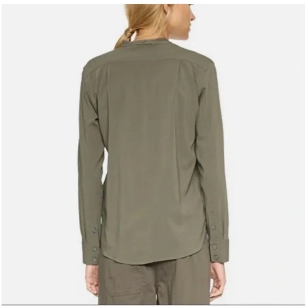 Helmut Lang Blouse Button Down Organza Green Luxe Minimal  Size Small